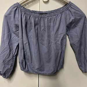 Brandy Melville Top off shoulder blue denim with elastic waist